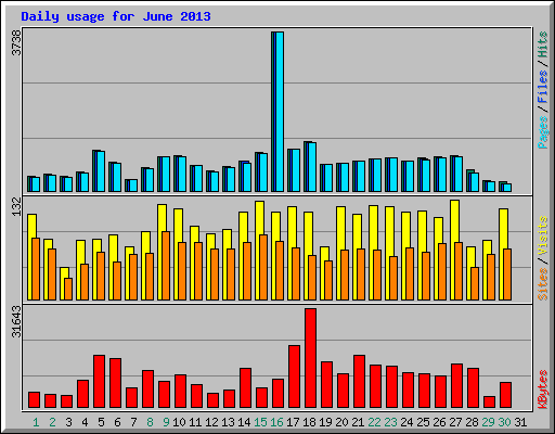 Daily usage for June 2013