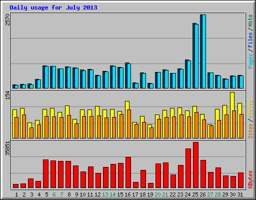 Daily usage for July 2013