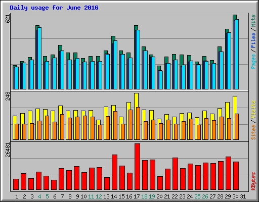 Daily usage for June 2016