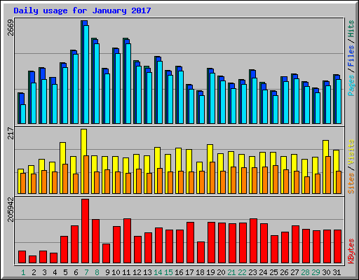 Daily usage for January 2017