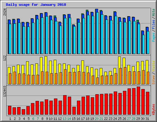 Daily usage for January 2018