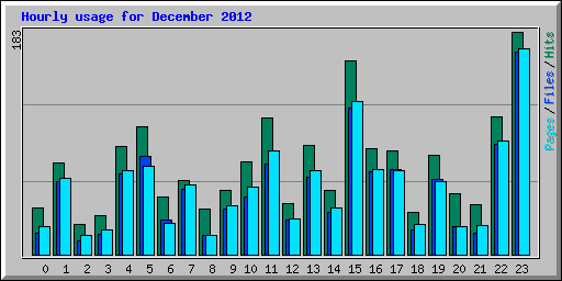 Hourly usage for December 2012