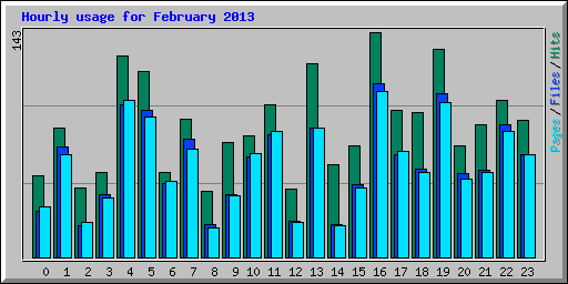 Hourly usage for February 2013